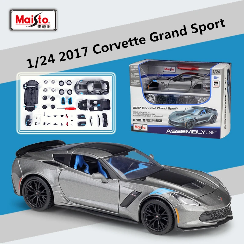 Maisto 1:24 2017 Corvette Grand Sport Assembly Version Alloy Car Model Diecast Metal Toy Car Model Collection Children Toys Gift