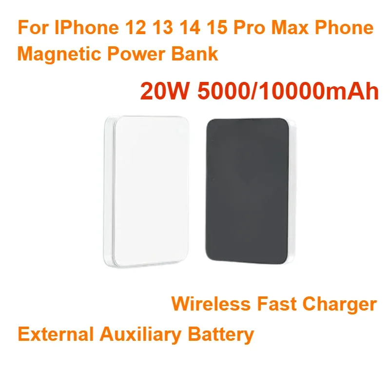 

For IPhone 12 13 14 15 Pro Max Phone Magnetic Power Bank Fast Charger Wireless Charger External Auxiliary Battery 20W 10000mAh