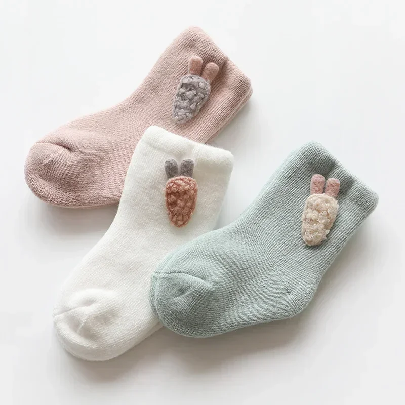 Warm Winter Baby Socks Cute Soft Autumn Newborn Baby Girls Socks Bunny Infant Baby Boy Shoe Socks for Toddler Infants