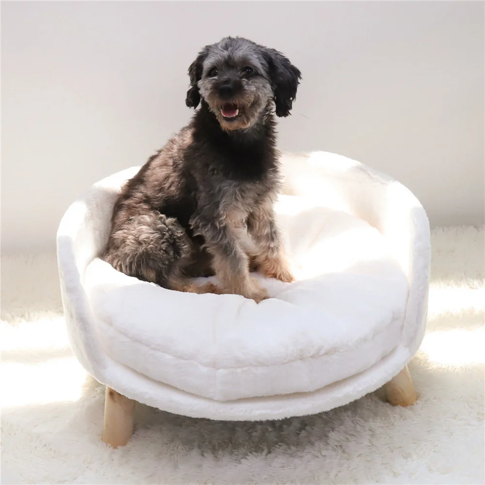 Ultra Soft Elevated Dog Cat Sofa Bed Couch Pet Puppy Chair Backrest Stool Seat Lounger with Removable Waterproof Padded Cushion