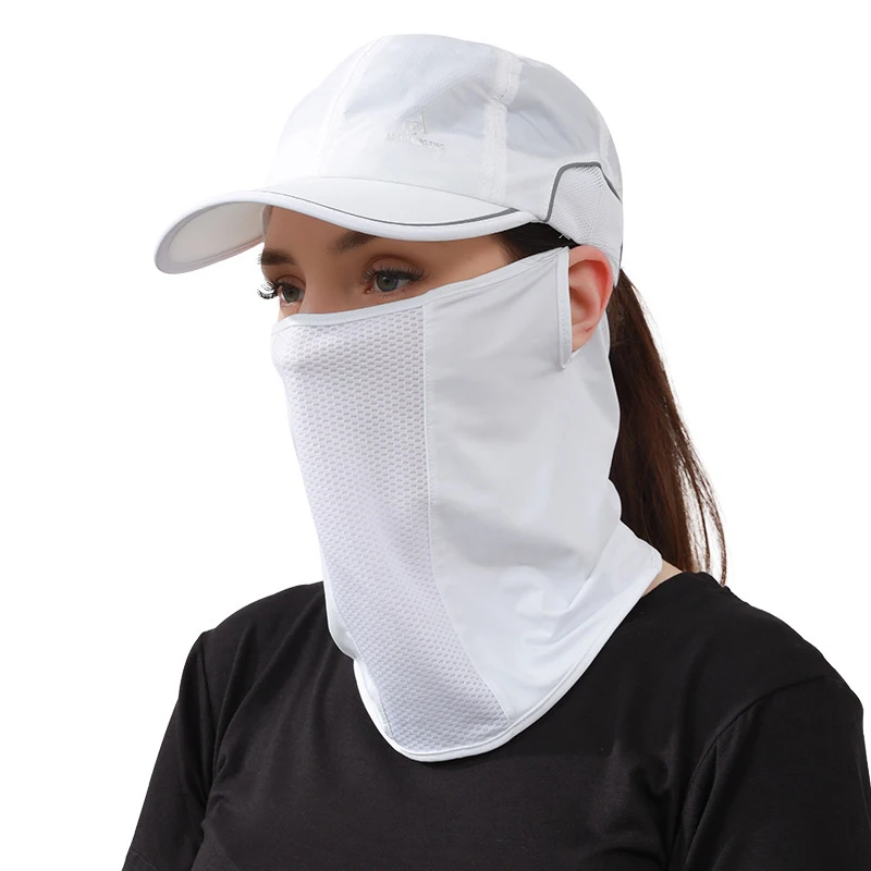 High Quality Ice Silk Mask Neck UV Protection Face Cover Sunscreen Face With Brim Outdoor Cycling Sun Protection Hats Caps