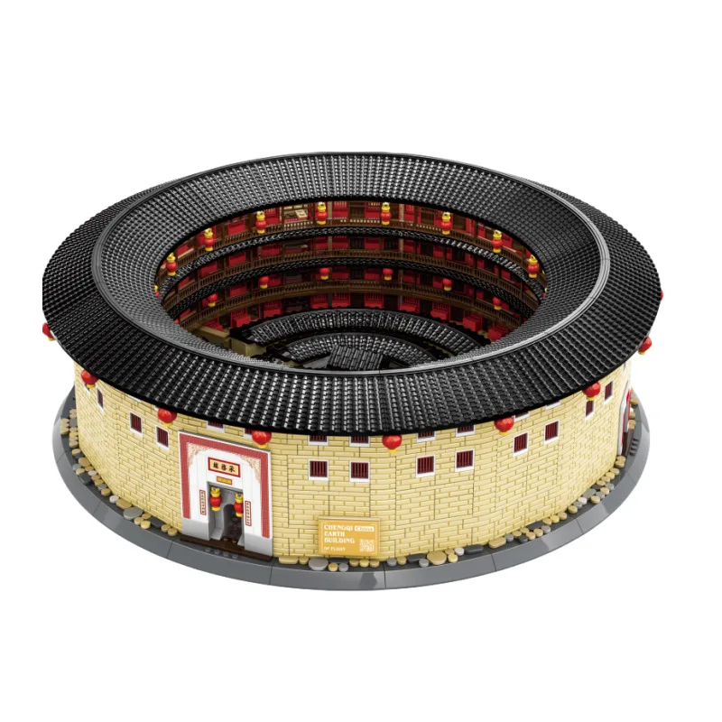 Creative China Fujian Tulou Brick Historical Architectural Scene Chengqi Earth Building Block Model Toy Collection For Gifts