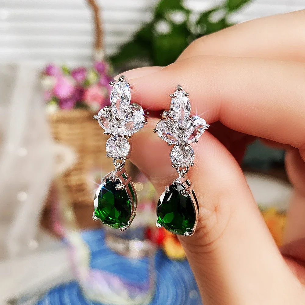 2024 Milangirl New Female Pendant Earrings Brilliant Crystal Jewelry for Wedding Party Elegant Lady Engagement Accessories Gift