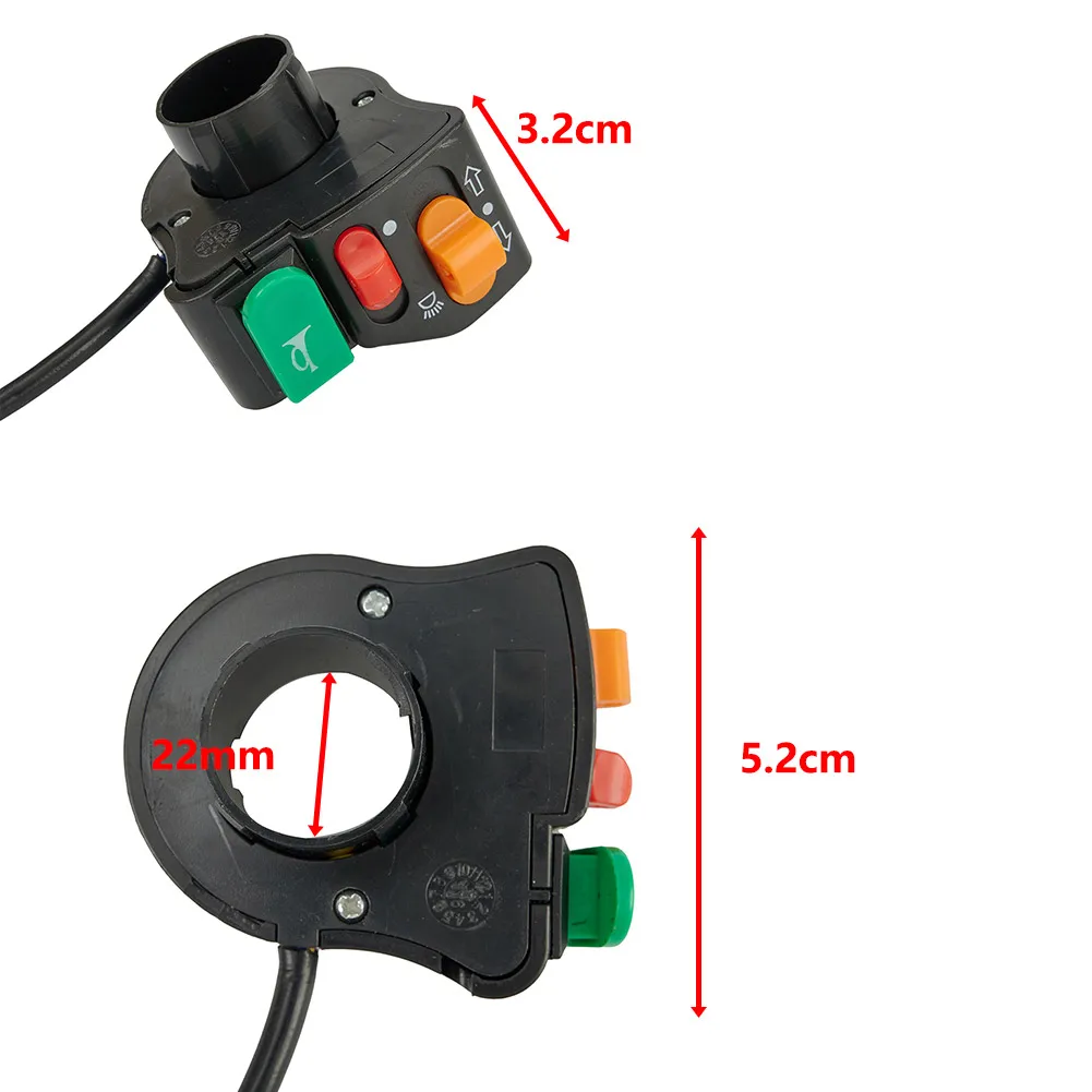 Turn Signal Switch Motorcycle Headlight Horn Horn ON-OFF Switch Multi-Function ON OFF PC&ABS Plastic 22mm 7/8\