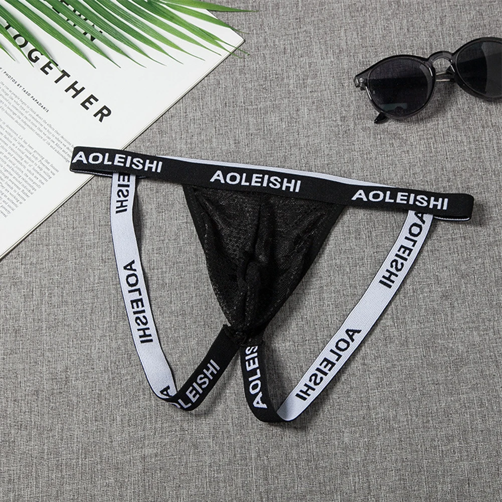 Sexy Men\'s Thongs String Homme Jockstrap Open Back Underpants Panties Low-Rise Underwear G-String Lingerie Transparent Bikini