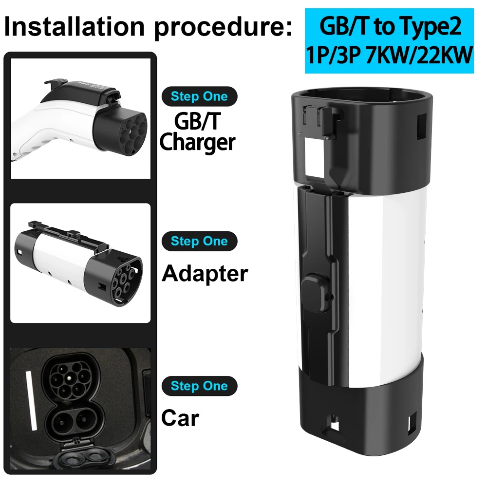 Unirise EV Adapter GBT to Type 2 Charger Station GB/T 20234 32A 1P/3P for Type 2 IEC62196-2 Charging Connector Car Vehicle model