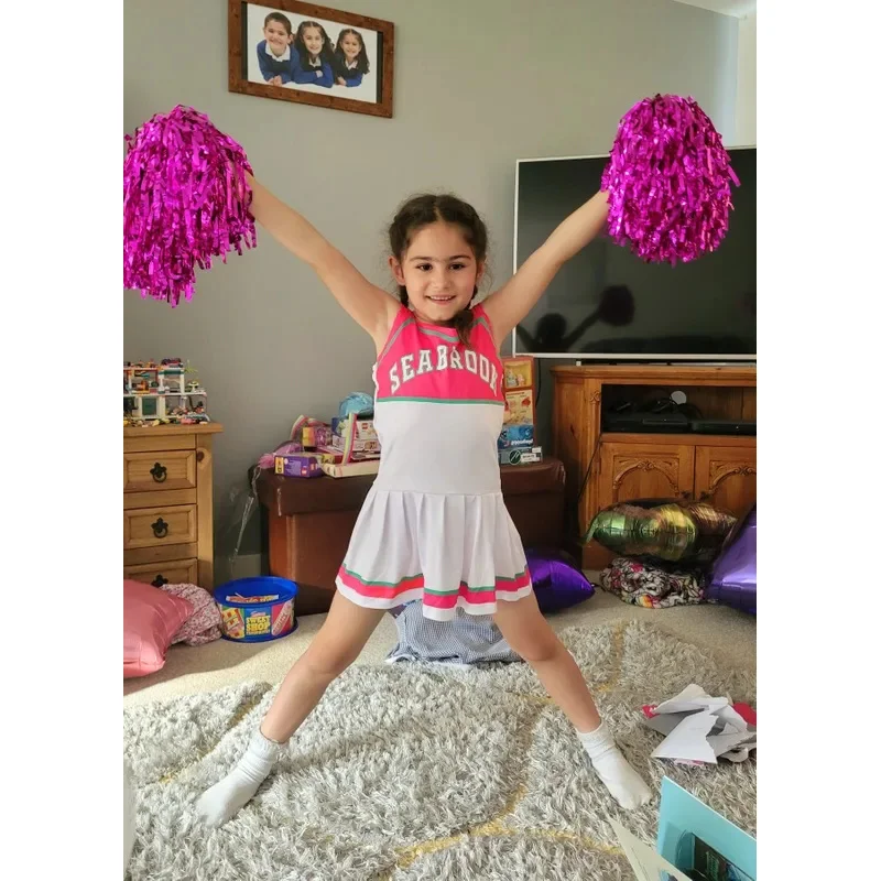 Детские костюмы на Хэллоуин для девочек, зомби, Аддисон, болельщик, косплей, комплект одежды в стиле аниме, необычные наряды для лагеря поддержки, цветочный шар