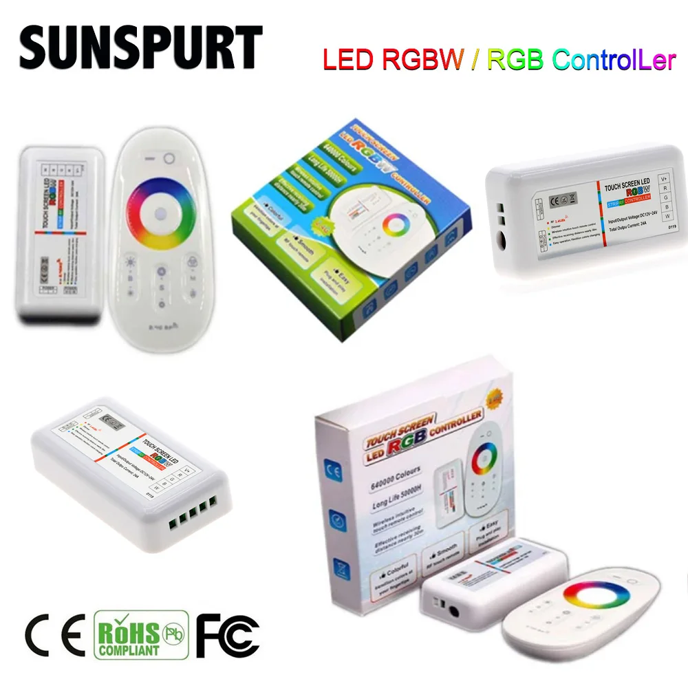 

2.4G Touch Screen LED CCT RGB RGBW Controller Wireless DC12-24V RF Control For RGBCCT Strip 640000 Colours 18 24A Remote Control