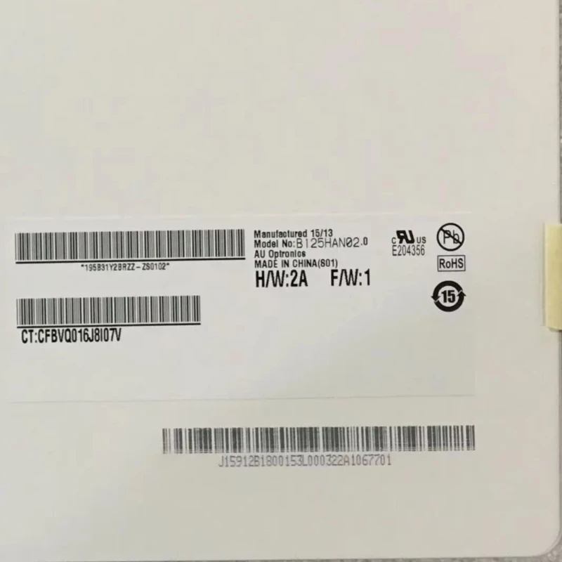 

B125HAN02.0 fit LP125WF2 SPB4 SPB3 LTN125HL02-301 12.5 inch IPS screen EDP 1920*1080