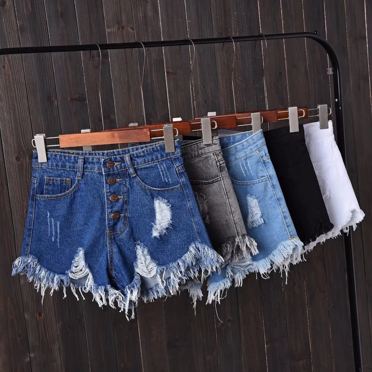 High Waist Distressed Denim Short Shorts plus Size Wide Leg Pants Slimming Sexy Frayed Hot Pants Trendy for Young Women