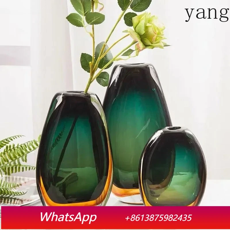 Multi-layer Painted Gradient Glass Vase Hydroponics Flower Pots Desk Decoration Artificial Floral Flowers Arrangement Vases