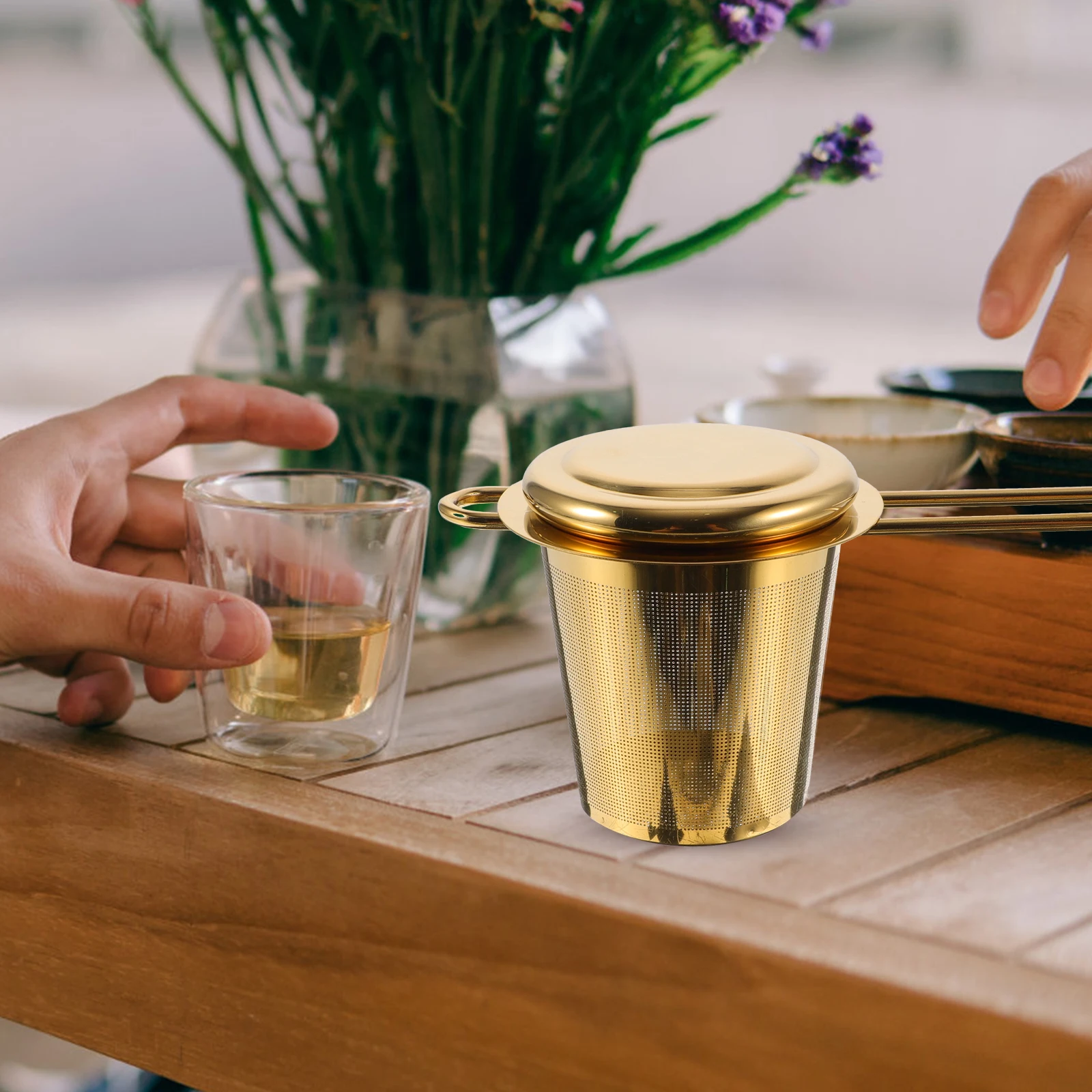 

Reusable Tea Filter Infuser Sieve Stainless Steel Mesh 1Pc Golden Color Tea Strainer Filters Loose Leaf Practical Gift