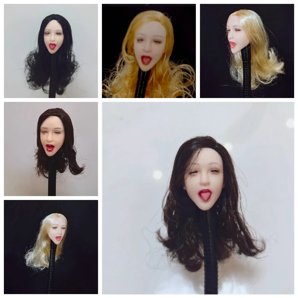 

Head Sculpture1/6 Little Loli Cute Close eye Expressions Open Mouth Model toys For 12 inch PH TBL Jiao DOll figure