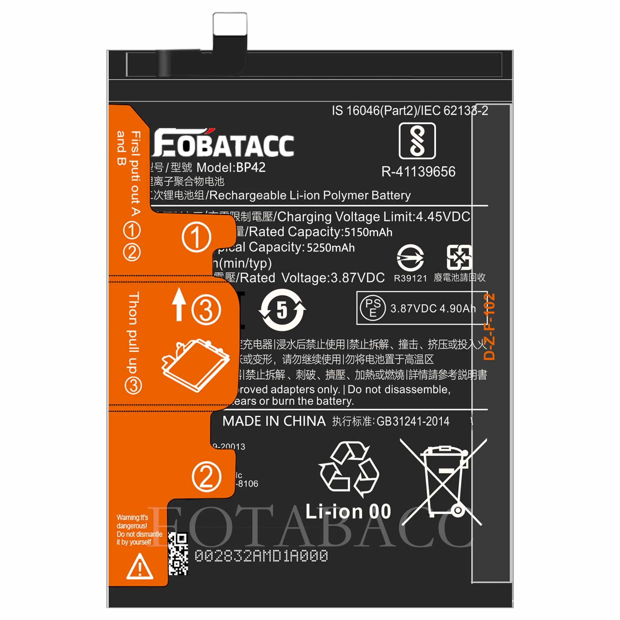 EOTABACC 100% Nova Bateria Original BP42 5250mAh Para XIAOMI 11 Lite/Mi 11 Lite 5G NE / 2109119 Bateria DG + ferramentas