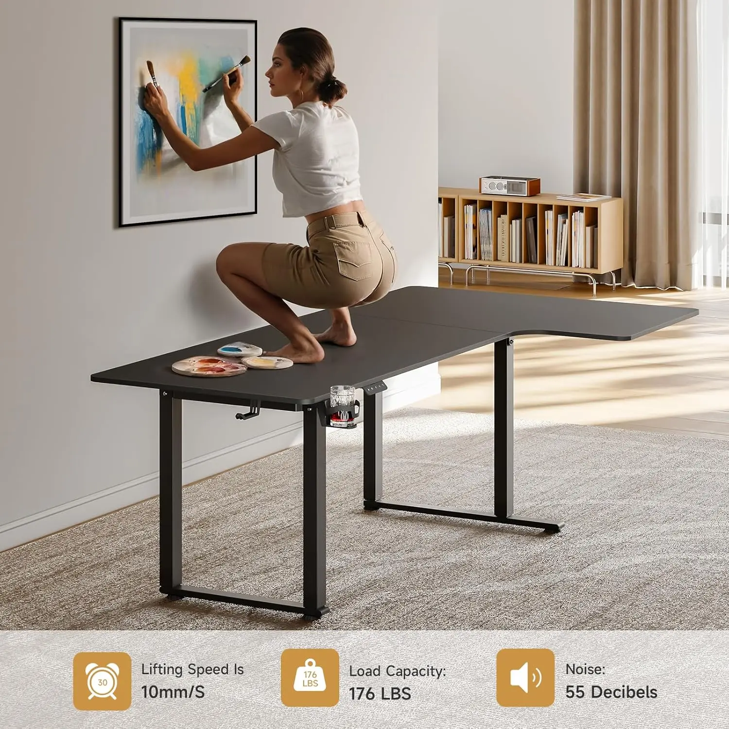 Standing Desk, 63x43 Inches L Shaped Desk with 4 Legs, Dual Motor and Memory Controller, Electric Stand Up Desk Adjustable Heigh