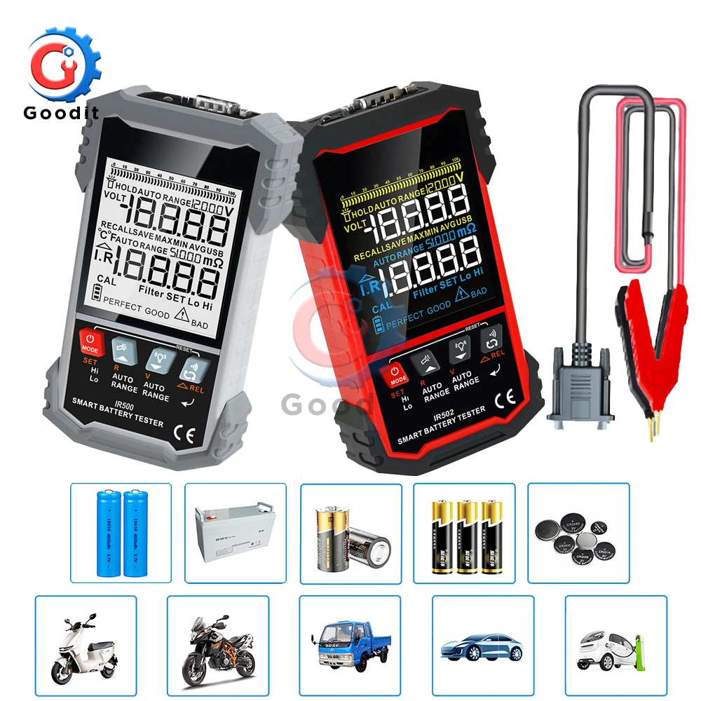 IR500/IR502 Battery Internal Resistance Tester DC 120V 0mΩ~500Ω High Precision Calibratable Lead Acid alkaline Lithium Battery