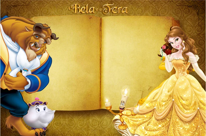 ディズニーの漫画のテーマ,ロマンチックな美女と野獣の美女と野獣,金色の背景,誕生日パーティーの装飾,写真の背景