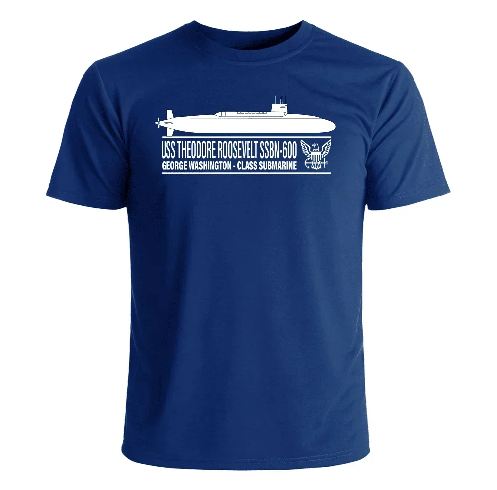 

USS Theodore Roosevelt (SSBN-600) Submarine T-Shirt 100% Cotton O-Neck Summer Short Sleeve Casual Mens T-shirt Size S-3XL