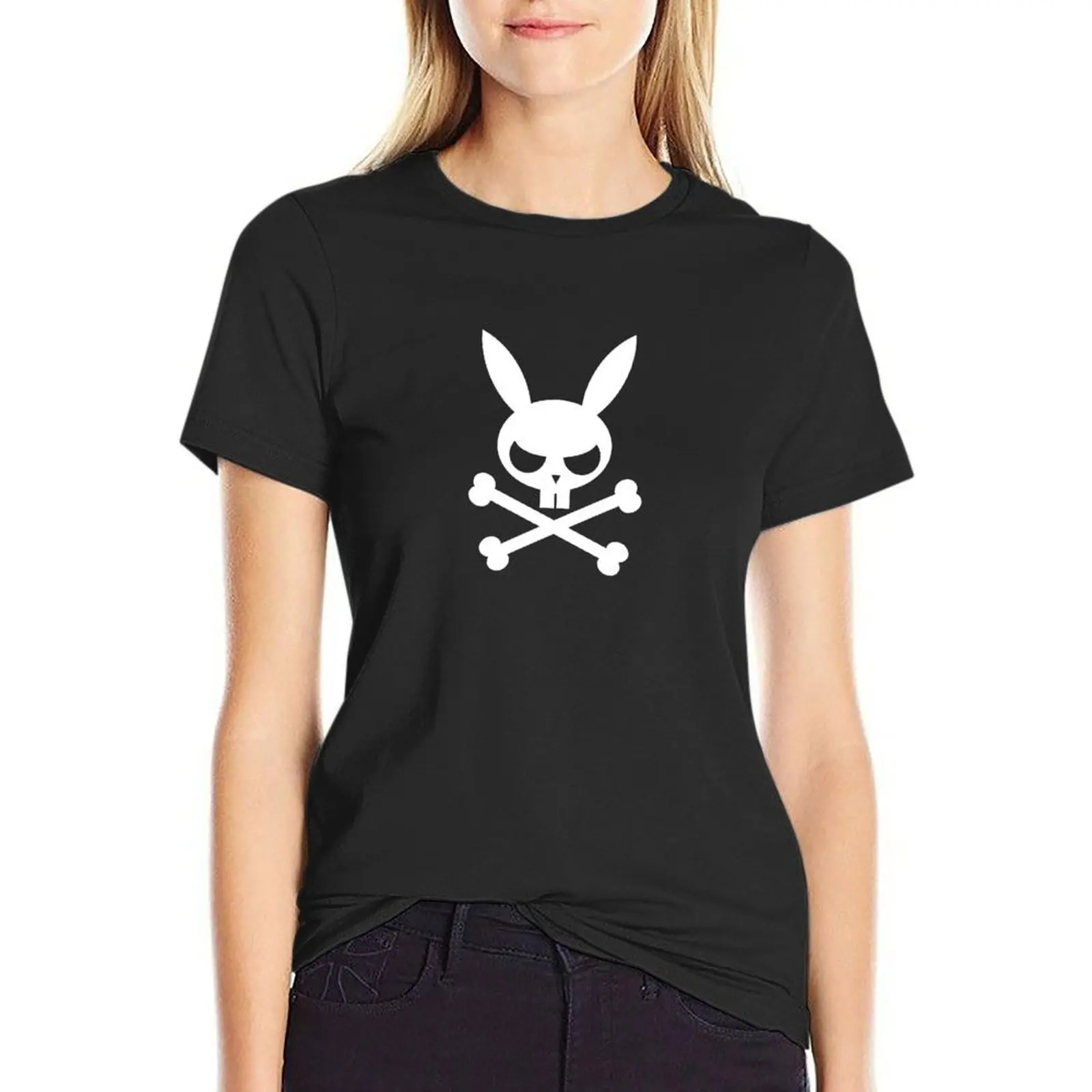 

Deathbunny:Bunny skull and crossbones T-Shirt anime clothes Female clothing fashion woman blouse 2024