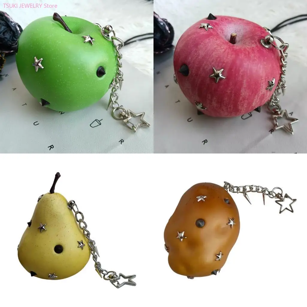 62KE Trendy Vegetable Fruit Chain With Metal Accent Accessories For Keys Or Bags