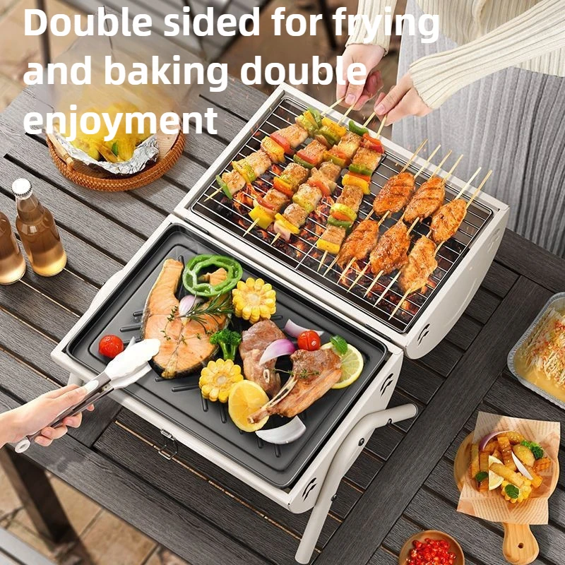 Three-in-one Grill Household Portable Grill Double-sided Double-purpose Multi-function Grill with Hand-held Kitchen Iron