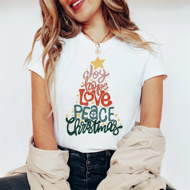 

Harajuku Kawaii Christmas Tree Print Tee Shirt Femme 90s Birthday Christmas Gift Summer Top Cute T Shirt Women Tshirts Clothes