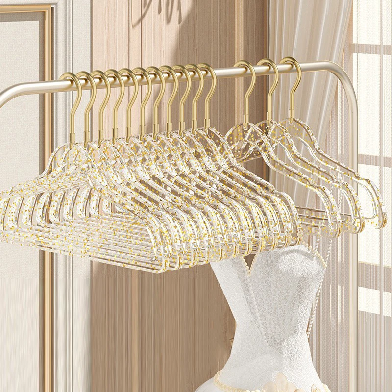 5 pieces Clothes Rack Women's Traceless Household Transparent Plastic Clothing Store Gold Powder Drying Rack