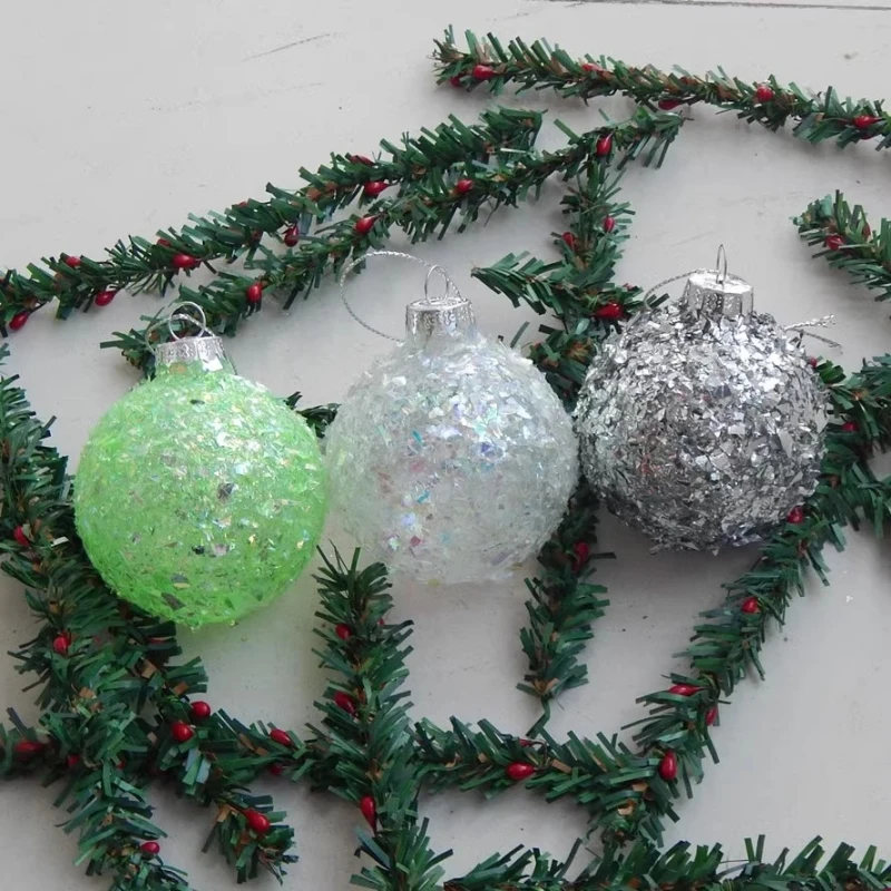 

8pcs/pack Diameter=8cm Surface Sticking Glass Ball Pendant Home Decoration Christmas Tree Hanging Ornament Globe Festival Gift