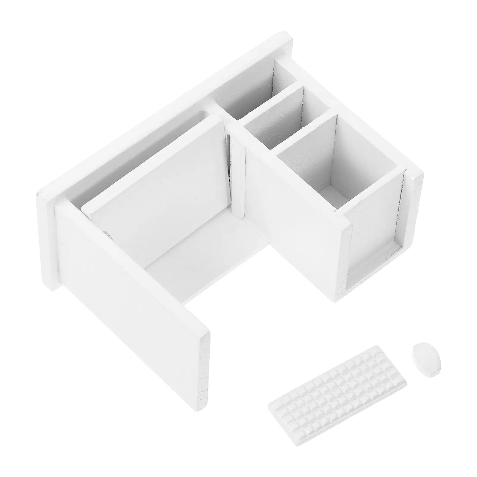 

Mini 1:12 Scale Wooden Dollhouse Computer Desk Furniture Set Realistic Office Scene Accessories Home Decor Dollhouse Accessories