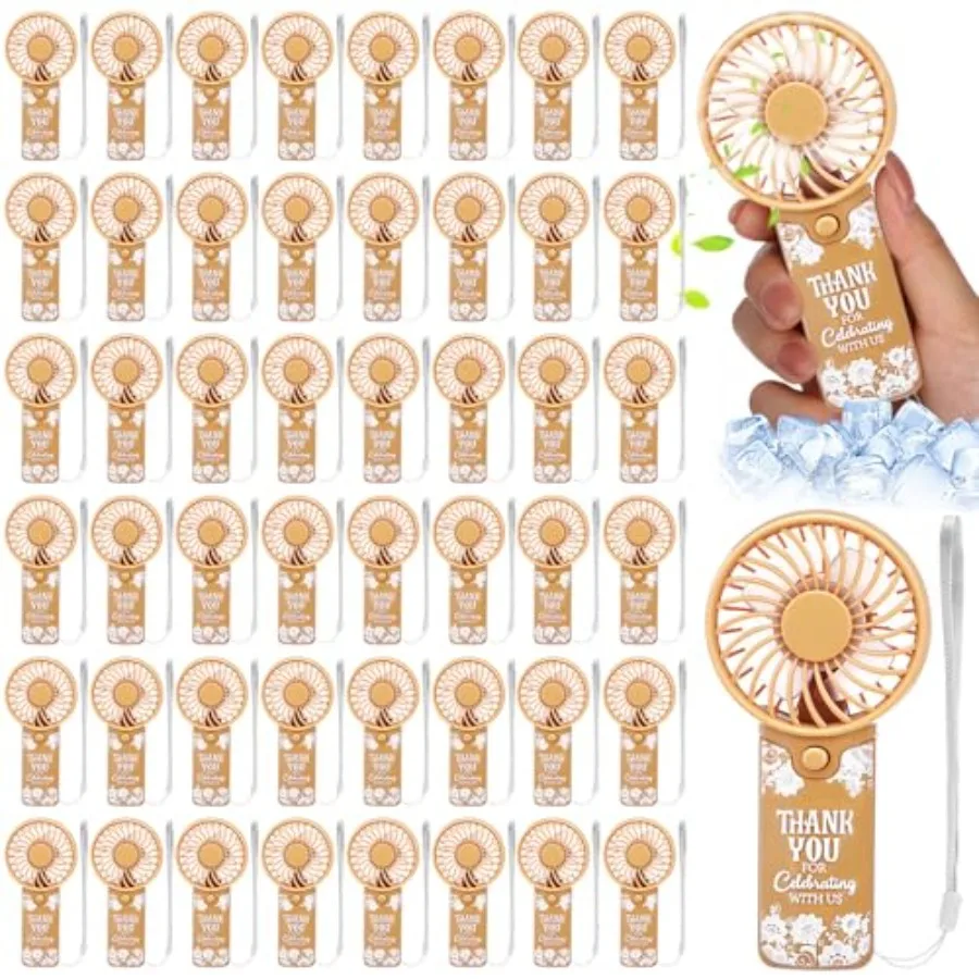 

50 Pcs Mini Handheld Fans for Wedding Guests: Portable Electric Personal Fans, Plastic, White, Lightweight Compact Design with