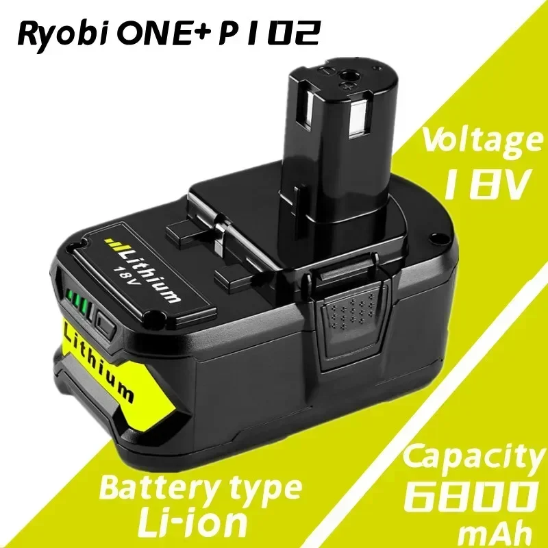 Battery for Ryobi 18V 6800mAh High Capacity Lithium Battery for Ryobi ONE or P102 p103 P104 P105 P107 Cordless Power Tools