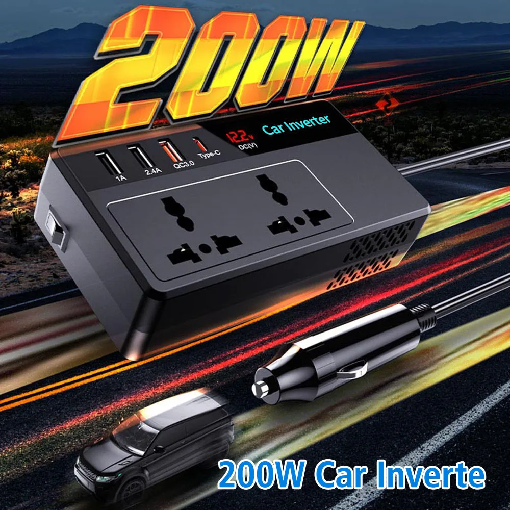 For Vehicles Charging Converter Cigarette Lighter Power Adapter Car Transformer Convert DC 12V 24V To AC 220V Car Power Inverter