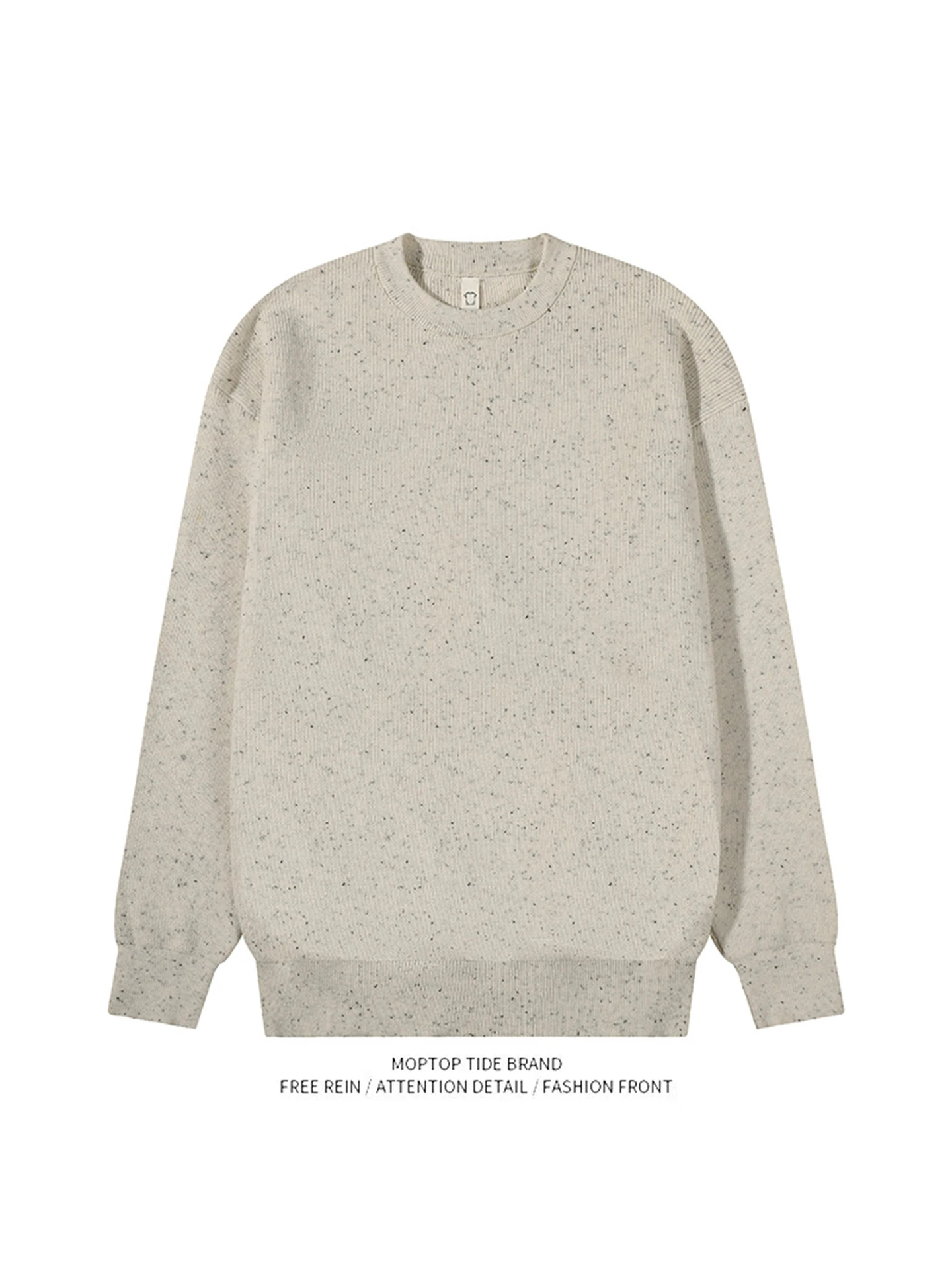 

Весенне-осенний тонкий трикотажный длинный све Crew Ne ort Top с низким воротником, мужская база irt Faionable, повседневная, свободная посадка, молодежная...