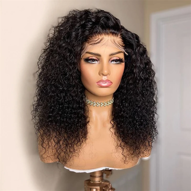 Soft Preplucked 26inch 180density Lace Front Wigs Kinky curly Wigs with High Quality Synthetic Hair Wigs and Good Texture