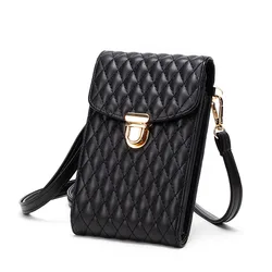 Women Small Fragrance Mini Bag Retro Luxury Shoulder Crossbody Bags  Fashion Diamond Pattern Soft PU Leather Mobile Phone Bag