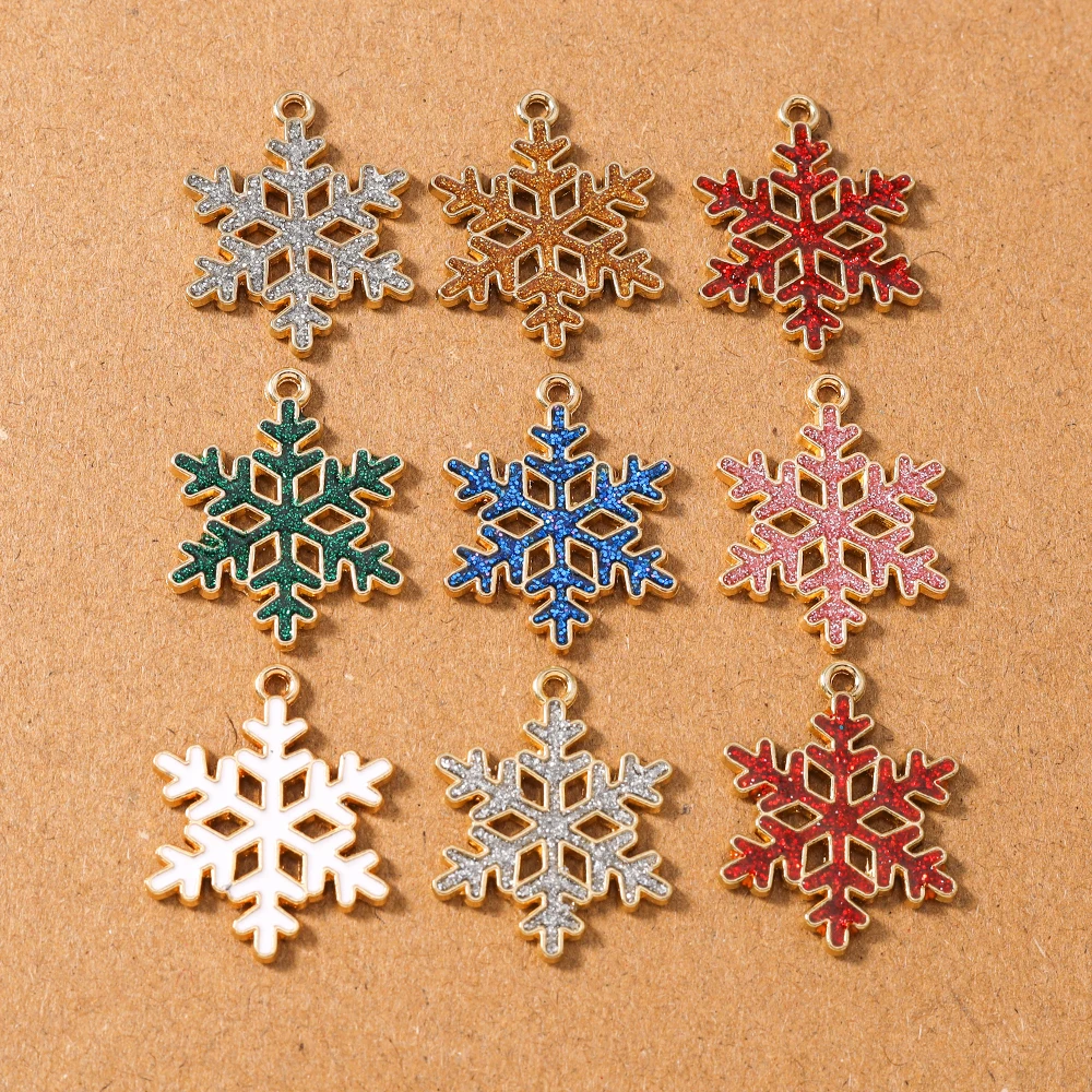 

10pcs Christmas Snowflake Charms Pendants for Jewelry Making Earrings Necklace DIY Handmade Accessories Supplies