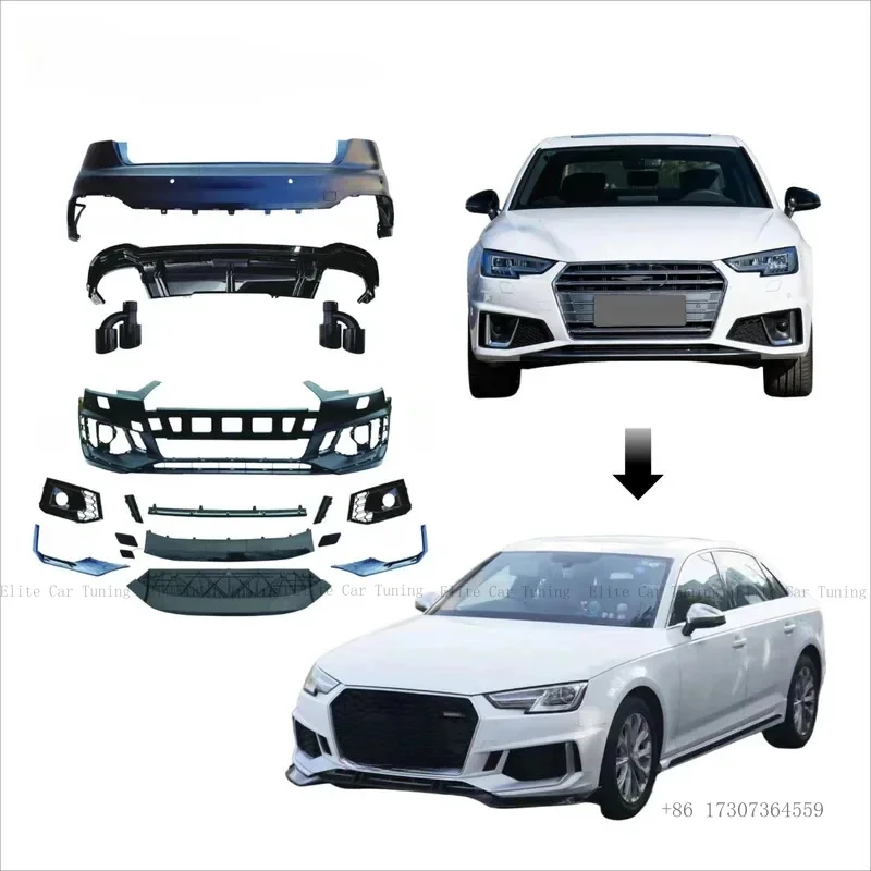 

Новый дизайн обвеса для A4 2017-2020: передний бампер и решетка радиатора в стиле RS4, простая установка, улучшение внешнего вида автомобиля