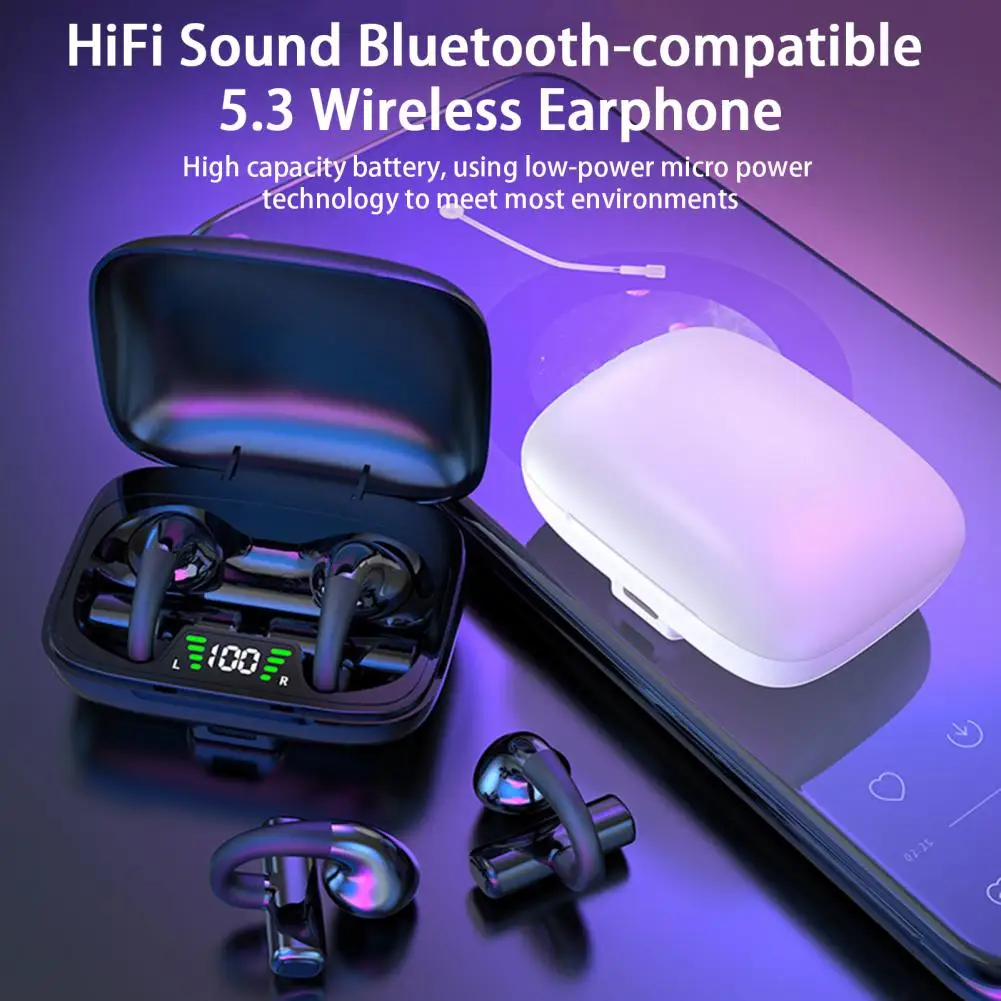 

Wireless Earphone Bone Conduction Ear-clip Bluetooth-compatible 5.3 Lower Power Consumption Wireless Earbud Daily Use