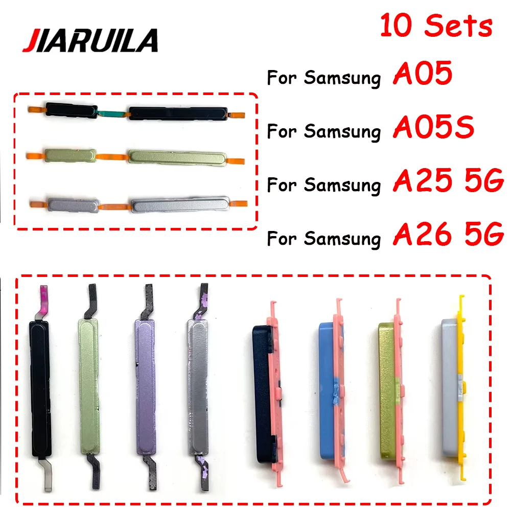 10Pcs , NEW Side Keys Power and Volume Buttons Replacement Parts For Samsung A05 A05S A25 A26 5G
