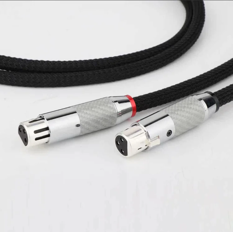 Preffair High Quality 99.998% OFC Silver Plated Copper HIFI Silver Plating Carbon Fiber XLR connnector Interconnect Audio Cable