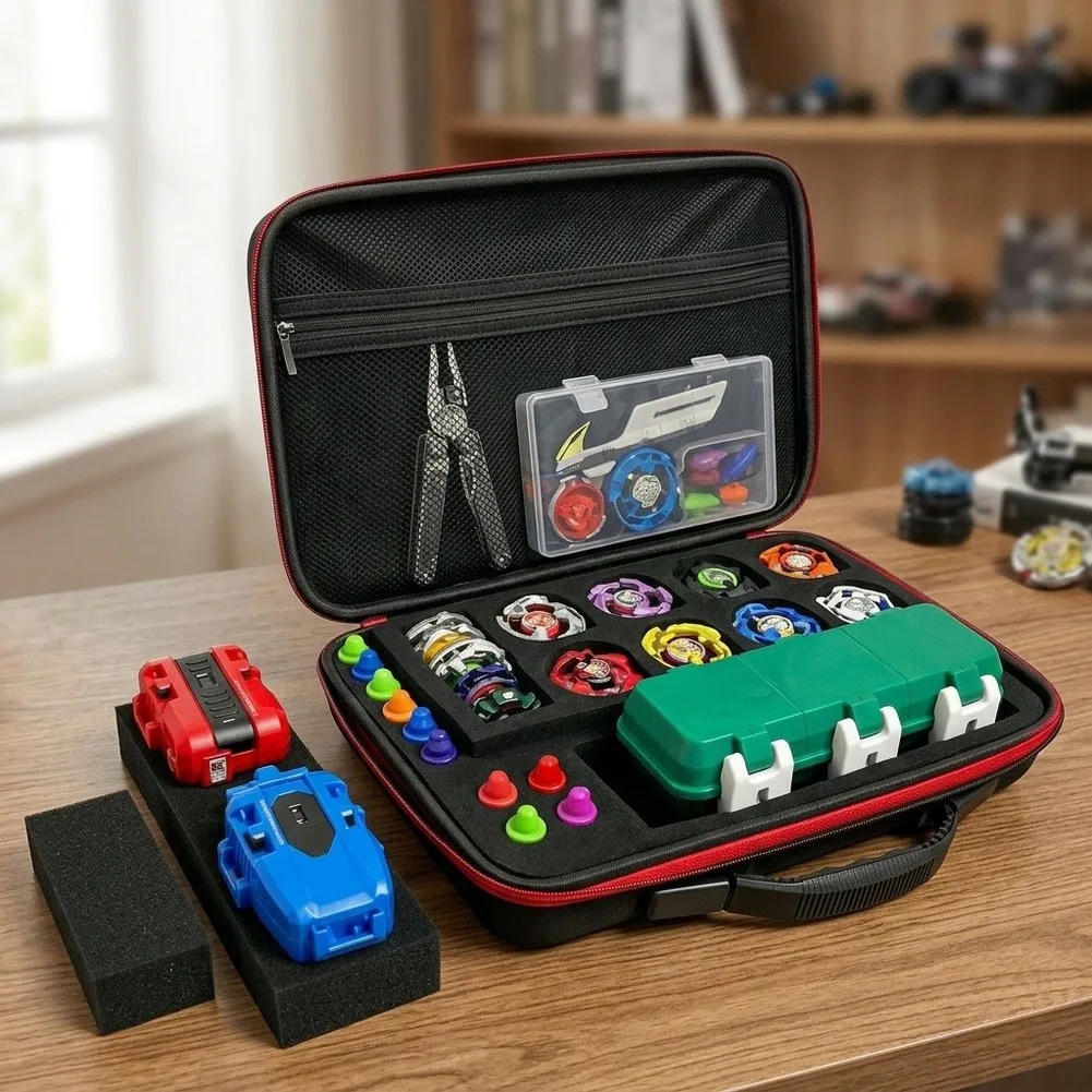 8+1 Slots Battling For Top Organizer Storage Case For Beyblade X Case Waterproof Protective Carrying Case With Hand Strap