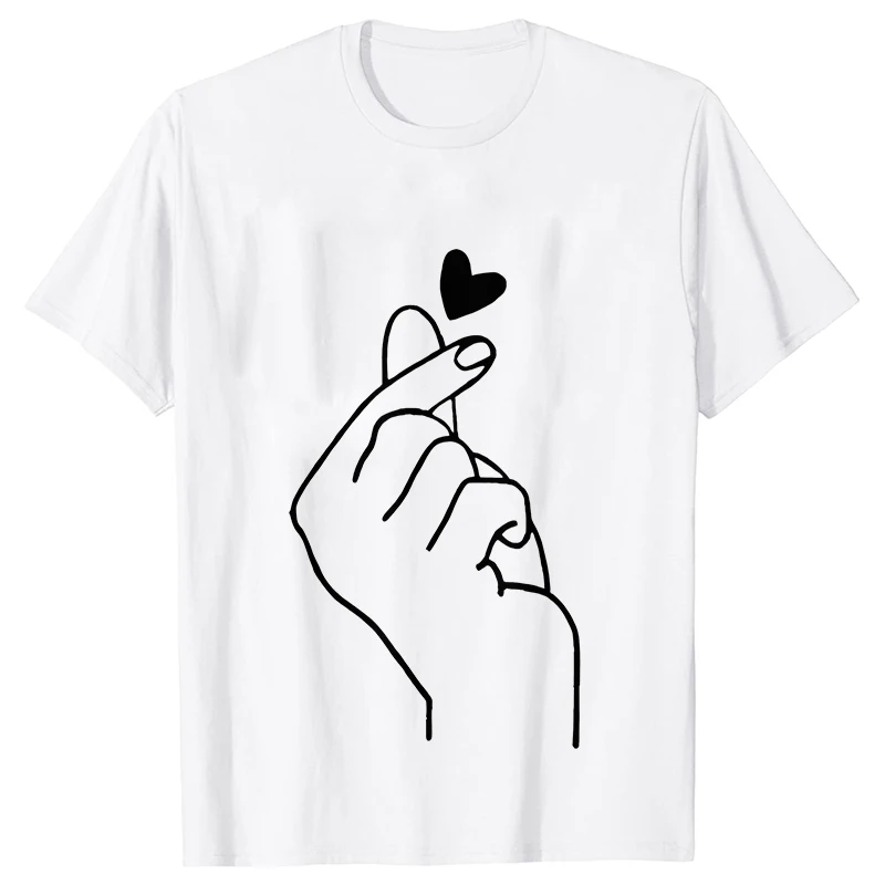 Sketching Hands and Love Printing T Shirt Women Novelty Funny Short Sleeve Fashion Summer Female Clothing Basic Harajuku Tees