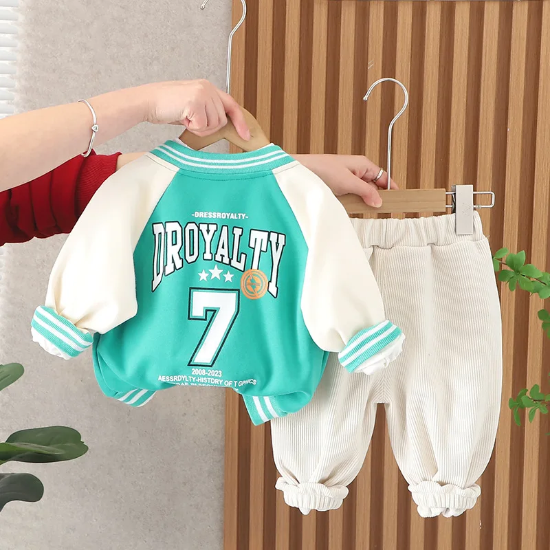 Toddler Boys Outfits 2023 Spring Baby Boy Clothes 9 To 12 Months Baseball Jackets + T-shirts + Pants 3PCS Childrens Clothing Set