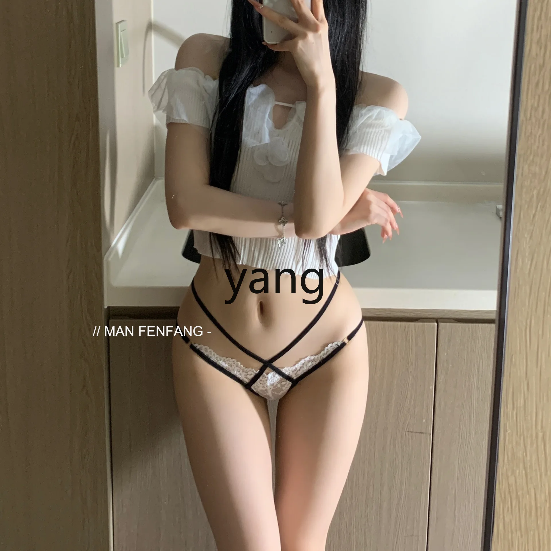YJQ lace panties transparent cross strap strap triangular hollow panties