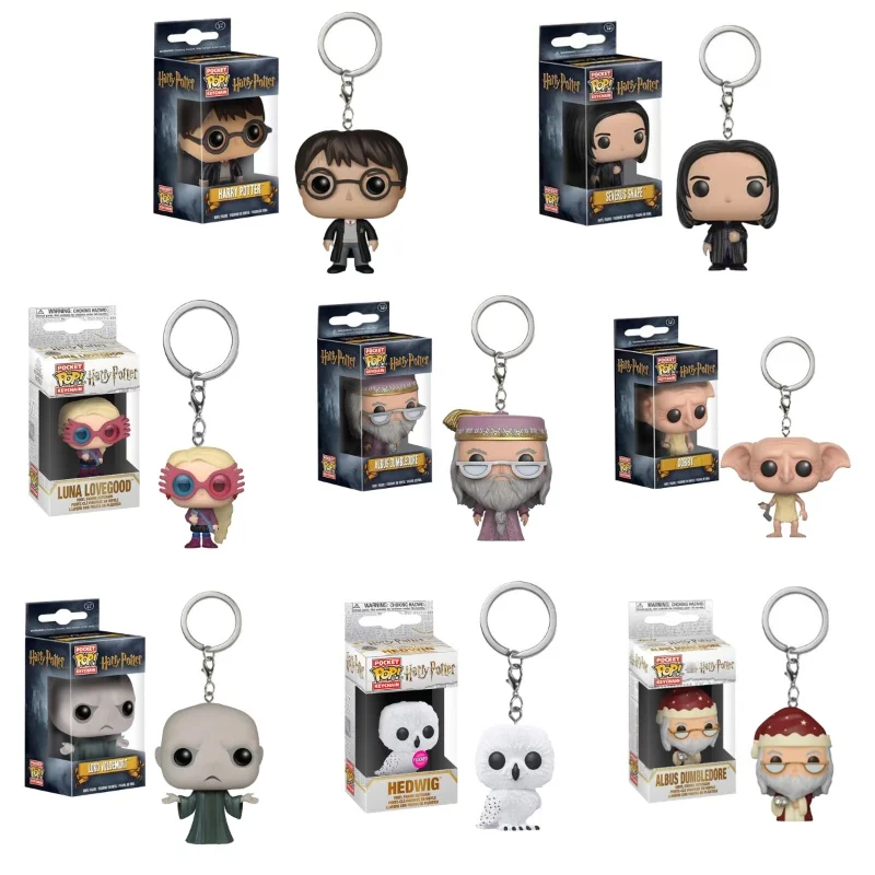 Funko POP Harry Potter Keychain Anime Dobby Snape Voldemort Backpack Pendant Accessories Cute Action Figure Model Toy Kid Gift