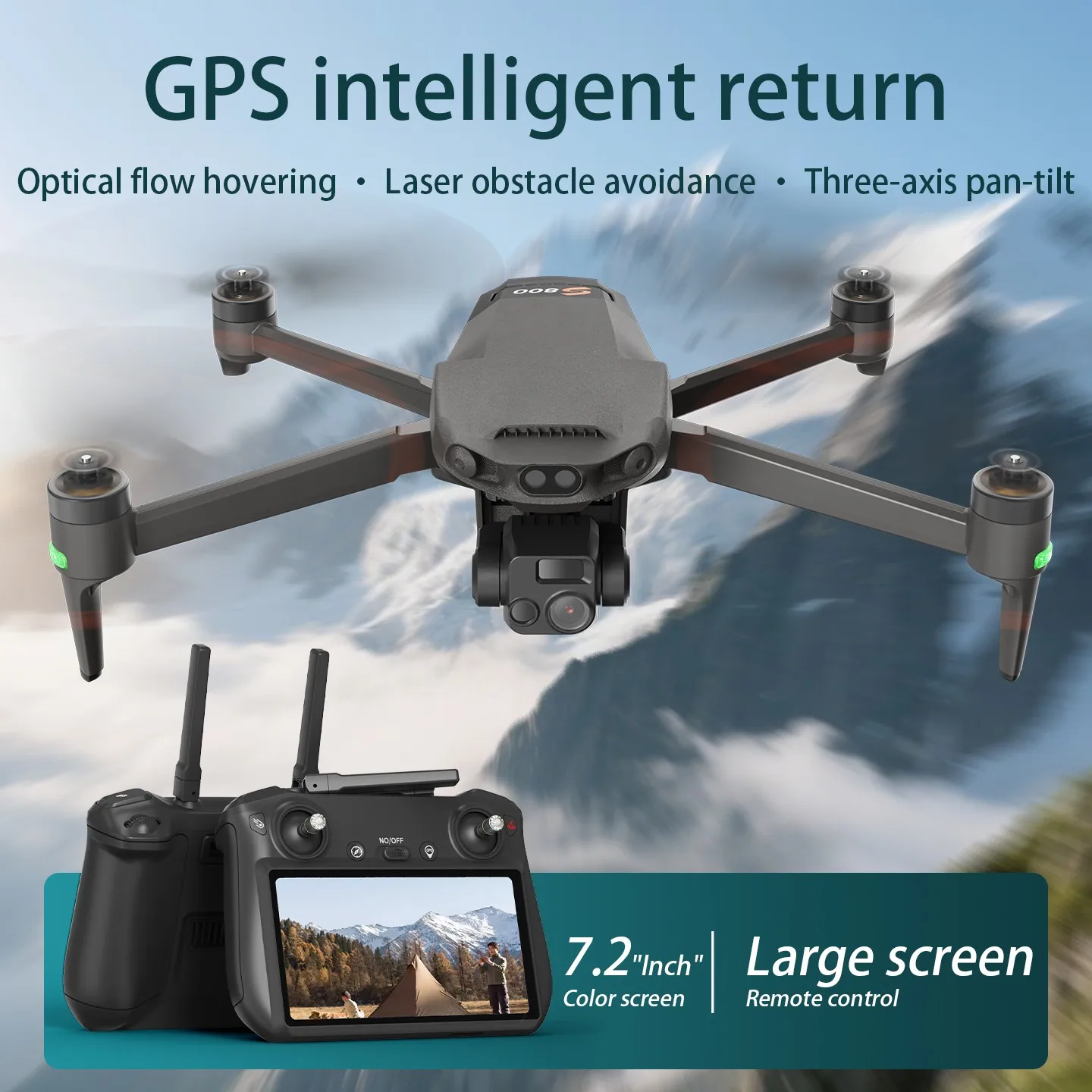 S800 Professional Drone GPS 6KM WIFI FPV 3-axis Gimbal 4K Dual Camera Obstacle Avoidance Quadcopter 7.2 Inch Screen Control