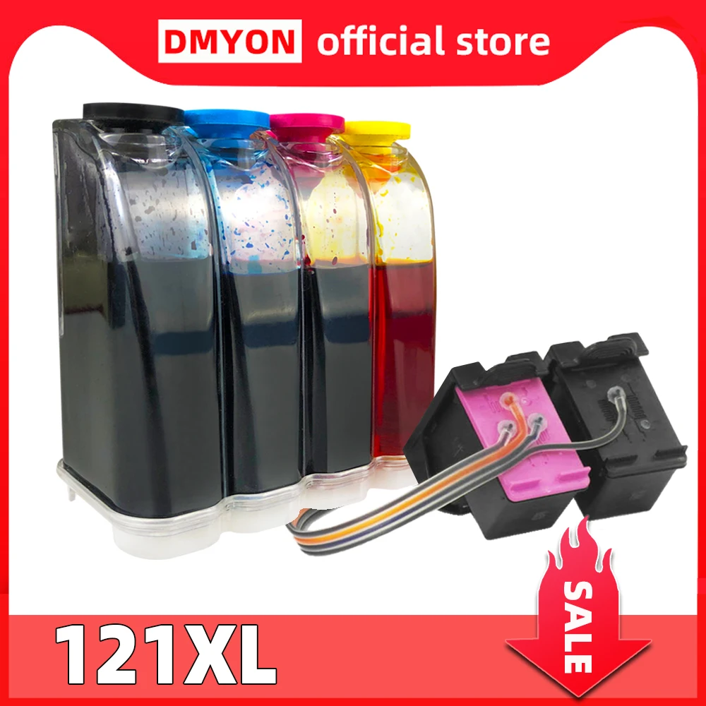 DMYON 121 CISS Bulk Ink Replacement for HP 121 for Deskjet D2563 F2423 F2483 F2493 F4213 F4275 F4283 F4583 Printer Cartridges