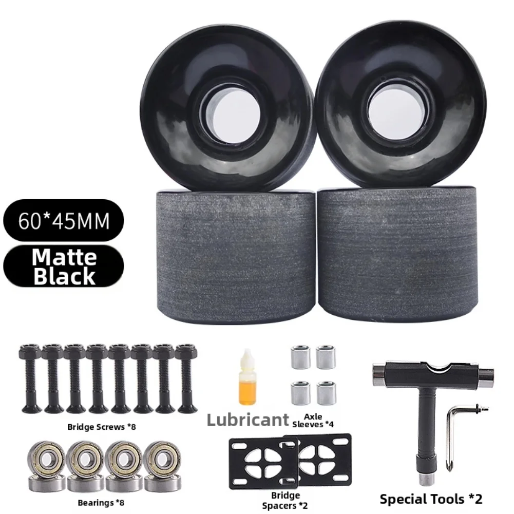 Skateboard Wheel Repair Kit with Shock Absorbing Wheels and Bearings for Smooth Ride on Asphalt Concrete and Other Surfaces