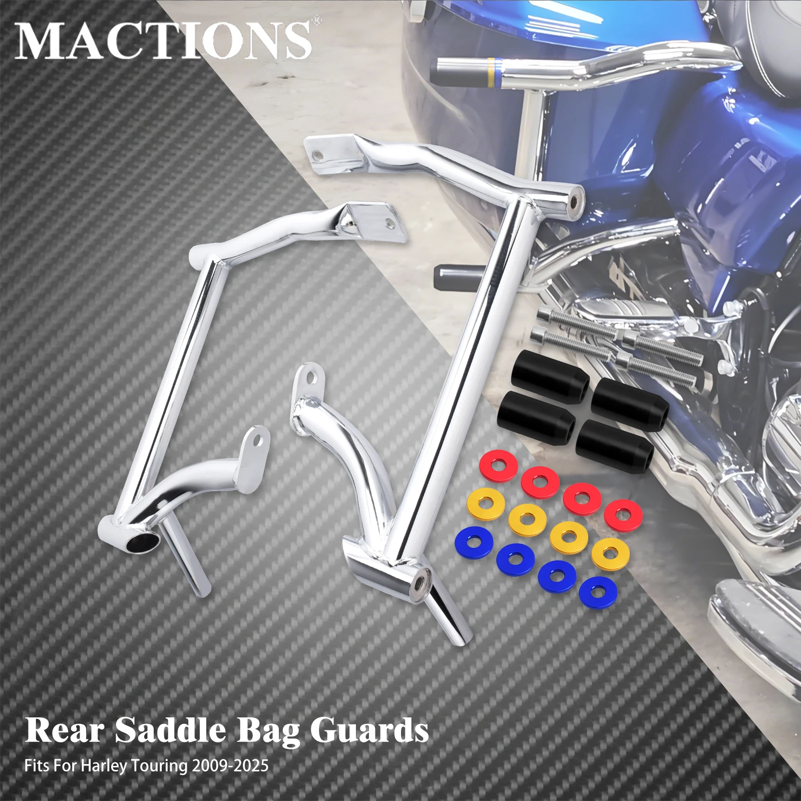 

Motorcycle Rear SaddleBag Guards Crash Bars Bumpers For Harley Touring Road King FLTRX Electra Street Glide Ultra 2009-2025