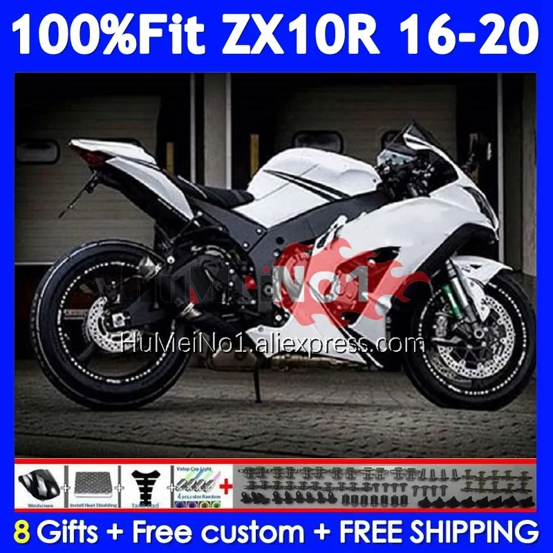 Injection For KAWASAKI NINJA ZX 10R 10 R 1000 220No.177 ZX10R 16 17 18 19 20 ZX-10R 2016 2017 2018 2019 2020 Fairing Gloss White